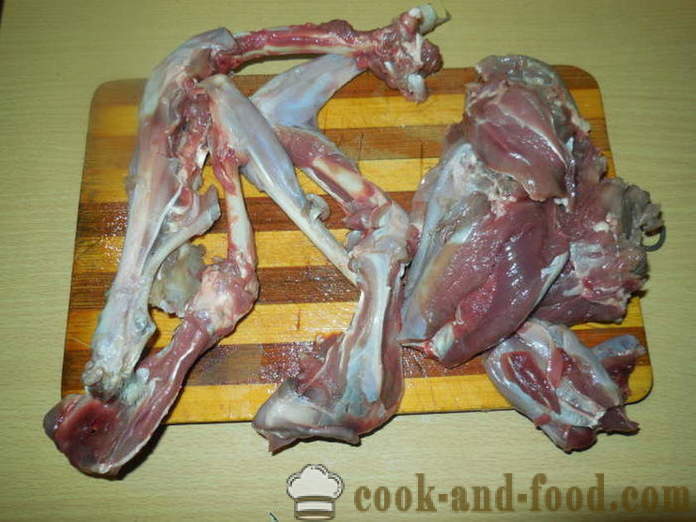 Запържете див заек в multivarka - как да се готви див заек у дома си, стъпка по стъпка рецепти снимки