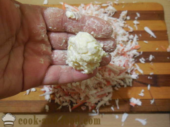 Raffaello салата от раци пръчки - как да се готвя раци Raffaello, стъпка по стъпка рецепти снимки