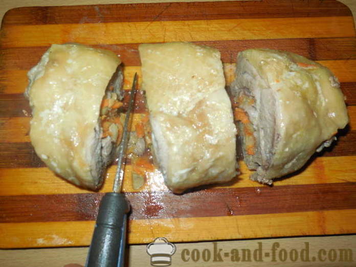 Печена пуйка бедрото руло с гъби - как да се готвя пуйка рулада във фурната, с една стъпка по стъпка рецепти снимки