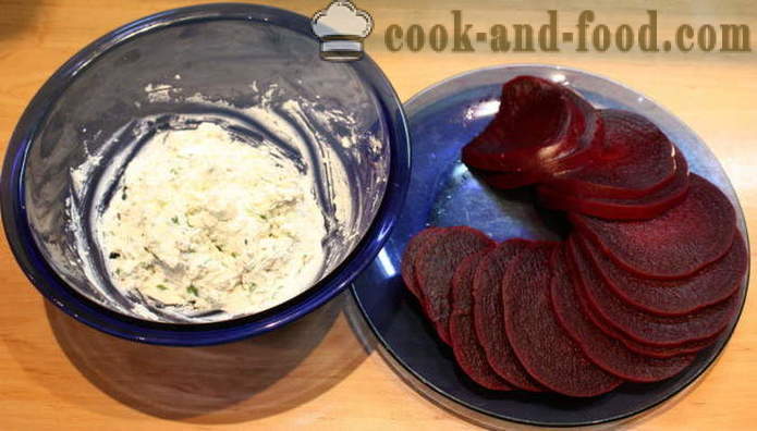 Layered салата от цвекло с козе сирене и чесън - Как да си направим салата от цвекло слоеве, стъпка по стъпка рецепти снимки