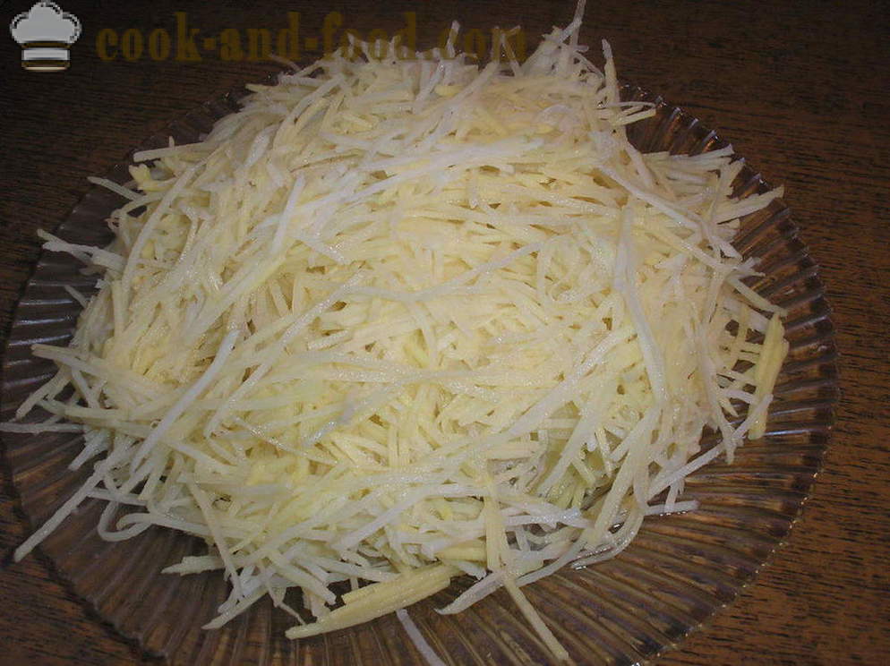 Салата с картофи пръчки и наденица - Как да направим картофена салата, стъпка по стъпка рецепти снимки