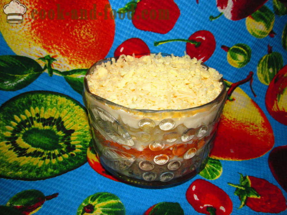 Мимоза салата с консерви и топено сирене - как да се подготви салата с Мимоза консервирани, без масло, стъпка по стъпка рецепти снимки
