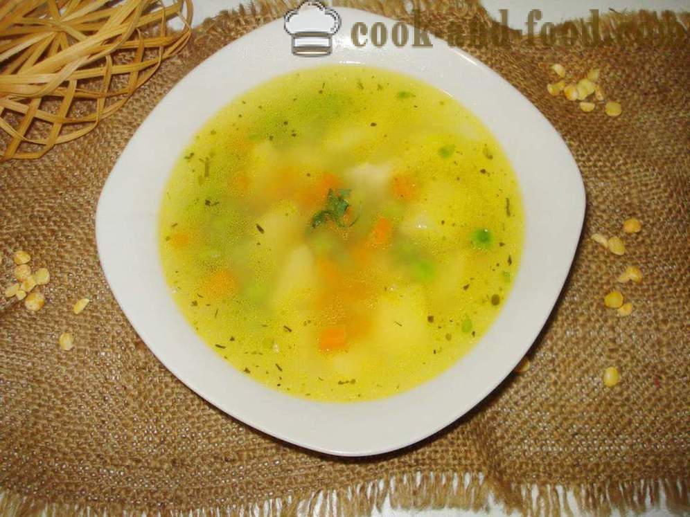 Lean грахова супа с зелен грах - Как да се готви грахова супа постна бързо, стъпка по стъпка рецепти снимки