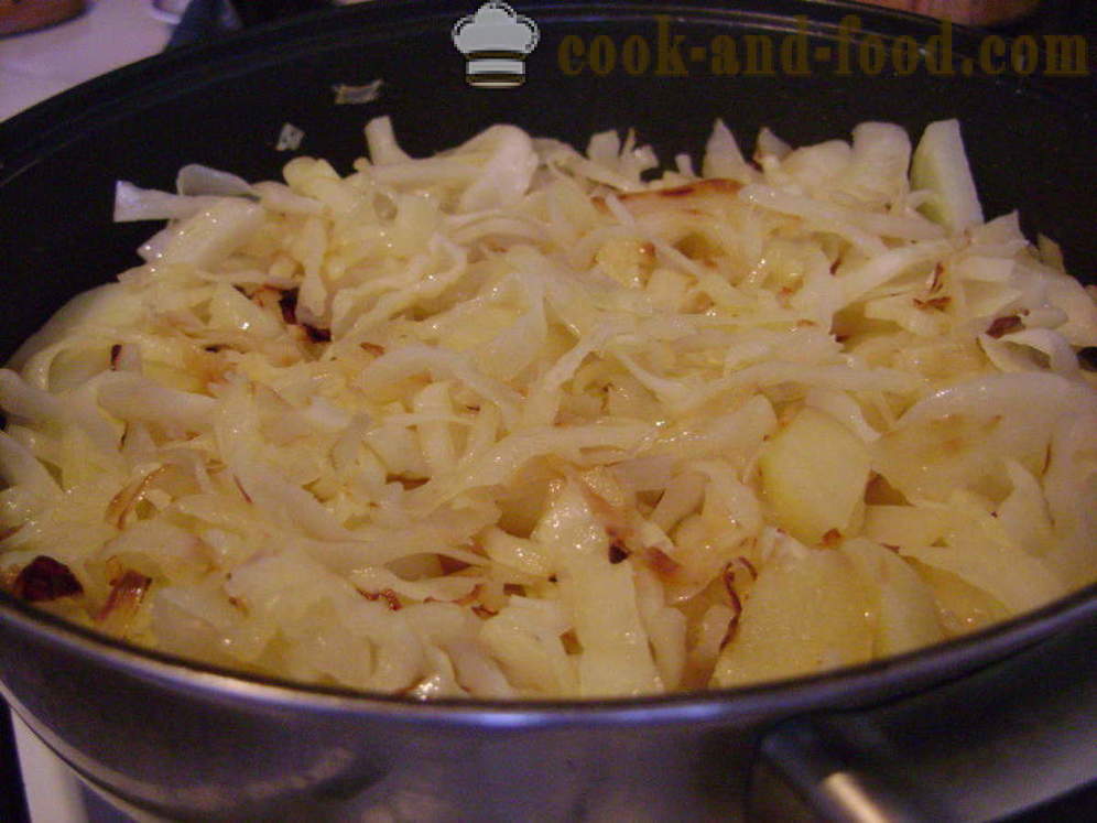 Запържете зеле с картофи, пиле и гъби - както вкусно да се готви задушени зеле, стъпка по стъпка рецепти снимки
