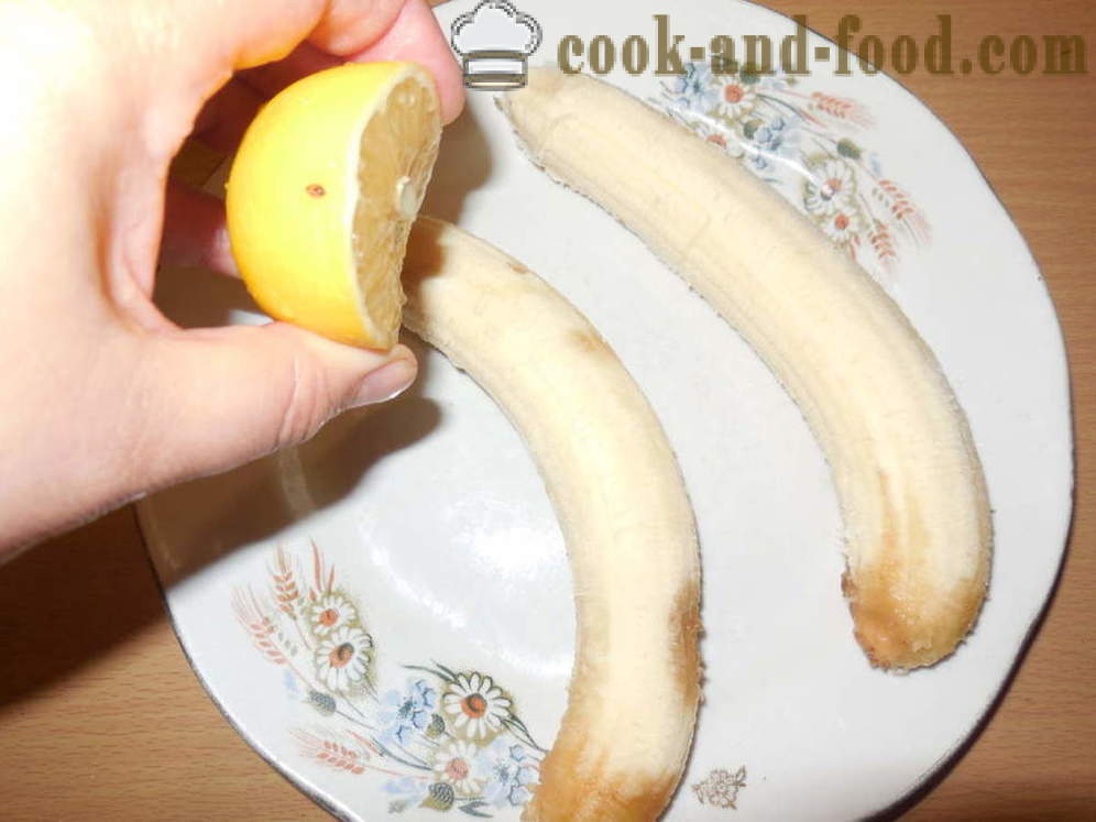 Бананите, печени в пещ с ядки и захар - като печени банани във фурната за десерт, стъпка по стъпка рецепти снимки