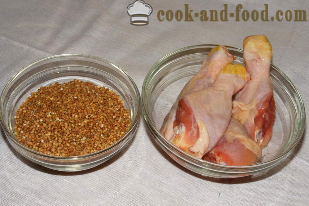 Елда печени пилешки във фурната - как да се готвя пиле с елда във фурната, с една стъпка по стъпка рецепти снимки