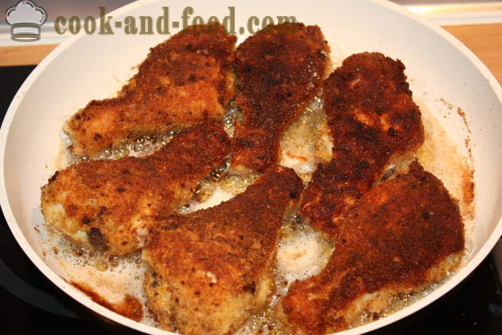 Хрупкави пилешки бутчета в тесто - като пържене пилешки бутчета на пан-стъпка рецепти снимки