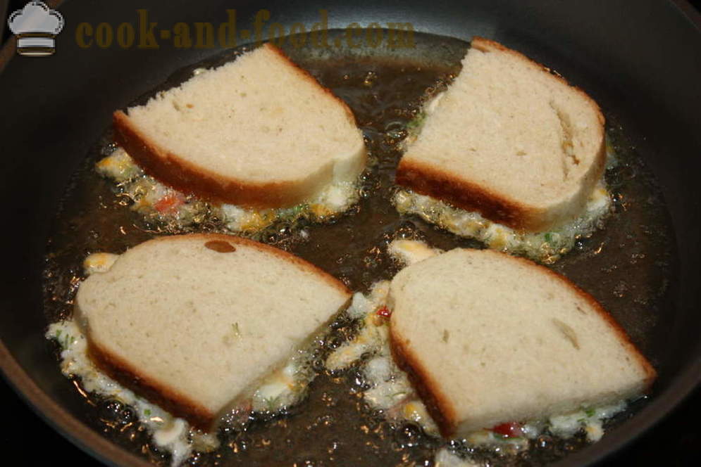 Горещи сандвичи със сирене и яйца - как да се направи горещи сандвичи в тигана, стъпка по стъпка рецепти снимки