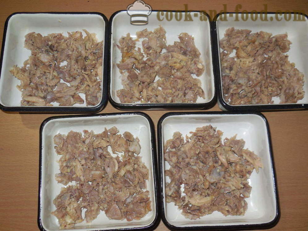 Домашна желирано пиле без желатин - как да се подготви желирано пиле и свинско multivarka-готварска печка, стъпка по стъпка рецепти снимки