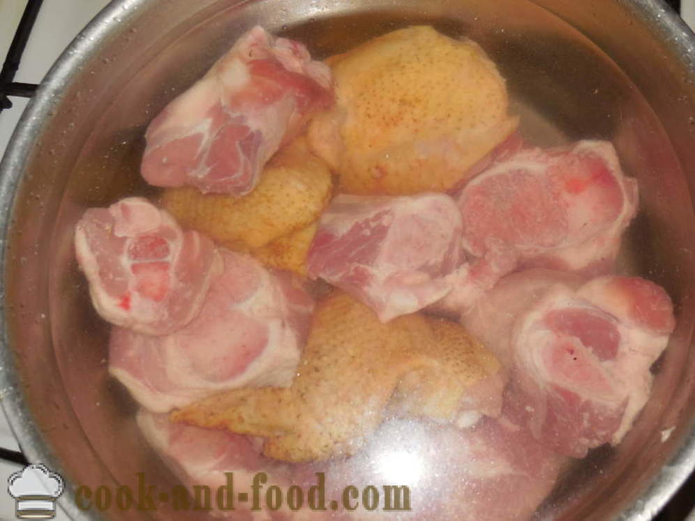 Домашна желирано пиле без желатин - как да се подготви желирано пиле и свинско multivarka-готварска печка, стъпка по стъпка рецепти снимки