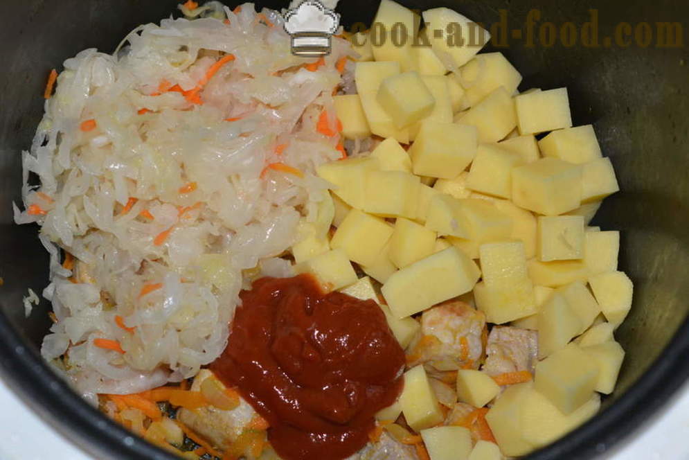 Sour супа от кисело зеле с месо multivarka - как да се готви супа от кисело зеле в multivarka, стъпка по стъпка рецепти снимки