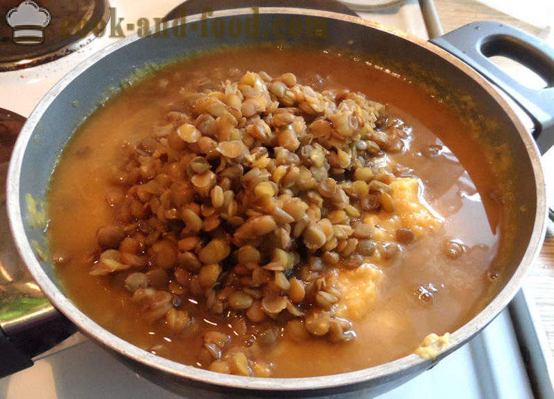 Тиква и супа от леща - как да се готви супа от леща кафяви, стъпка по стъпка рецепти снимки