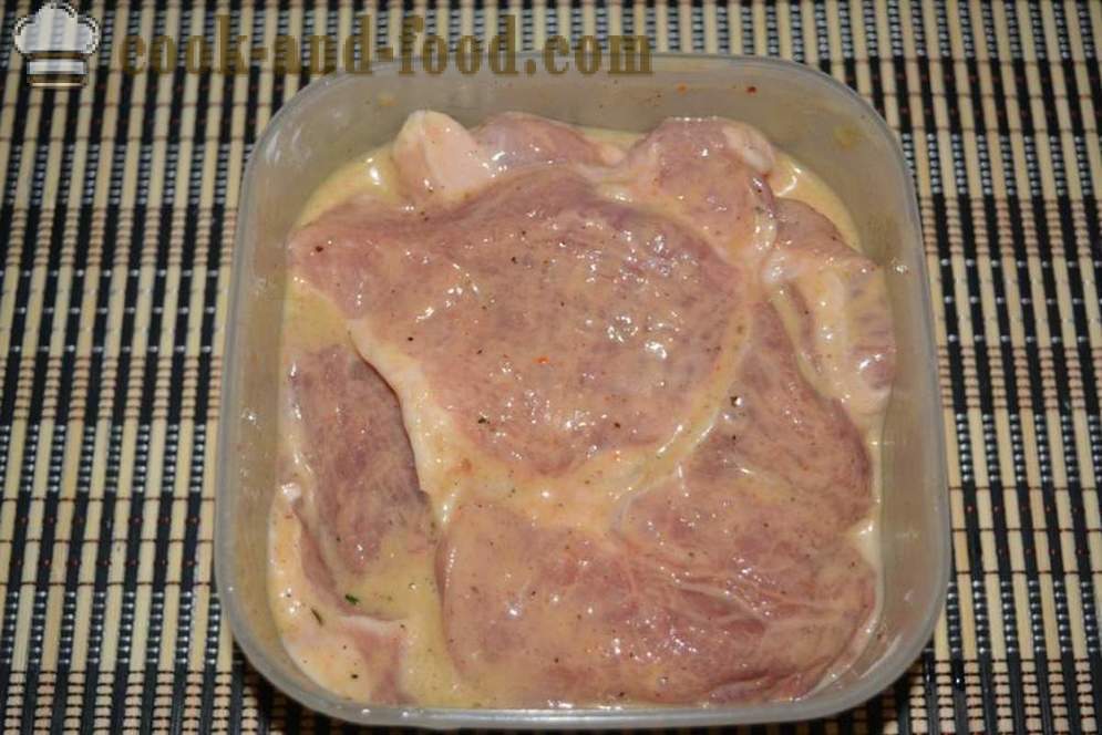 Свинско печен в пещ с гъби и сирене - като свинско печено във фурната, с една стъпка по стъпка рецепти снимки