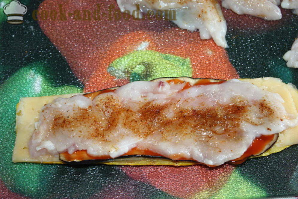 Свитъците от патладжан и тиквички с пилешко и сирене - как да се направи рулца от патладжан във фурната, с една стъпка по стъпка рецепти снимки