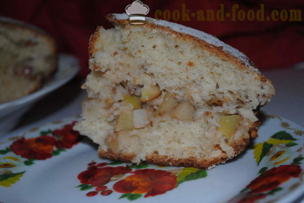 Gingerbread торта на кисело мляко с ябълки и орехи - как да се готвя торта с кисело мляко, стъпка по стъпка рецепти снимки