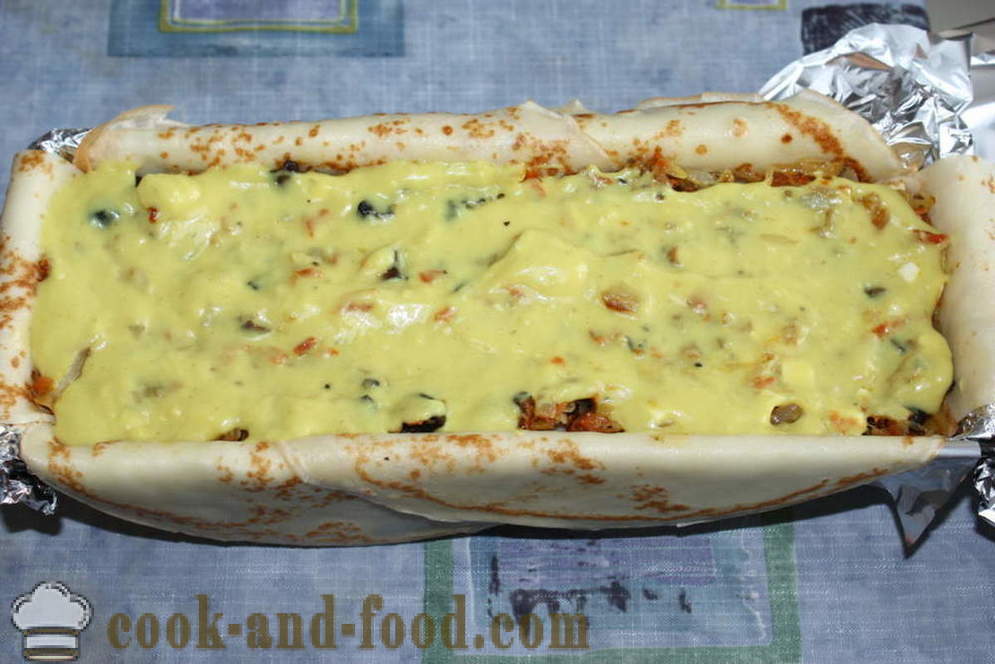 Палачинка пай с гъби, сирене и зеленчуци на фурна - стъпка по стъпка как да се готви палачинки рецепта за торта със снимка