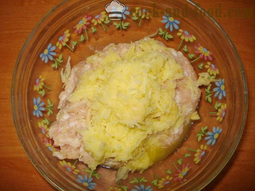 Пилешки кюфтенца със сирене в multivarka - как да се готвя бургери да multivarka, стъпка по стъпка рецепти снимки