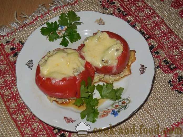 Оригинални бъркани яйца или домати в една вкусна домат с яйце и сирене - как да се готвя бъркани яйца, стъпка по стъпка рецепти снимки