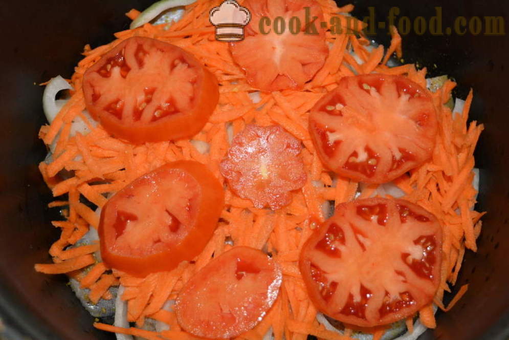 Полък, задушени с лук, моркови и домати в майонеза - стъпка по стъпка как да се готвя сребриста яхния със зеленчуци в multivarka, рецептата със снимка