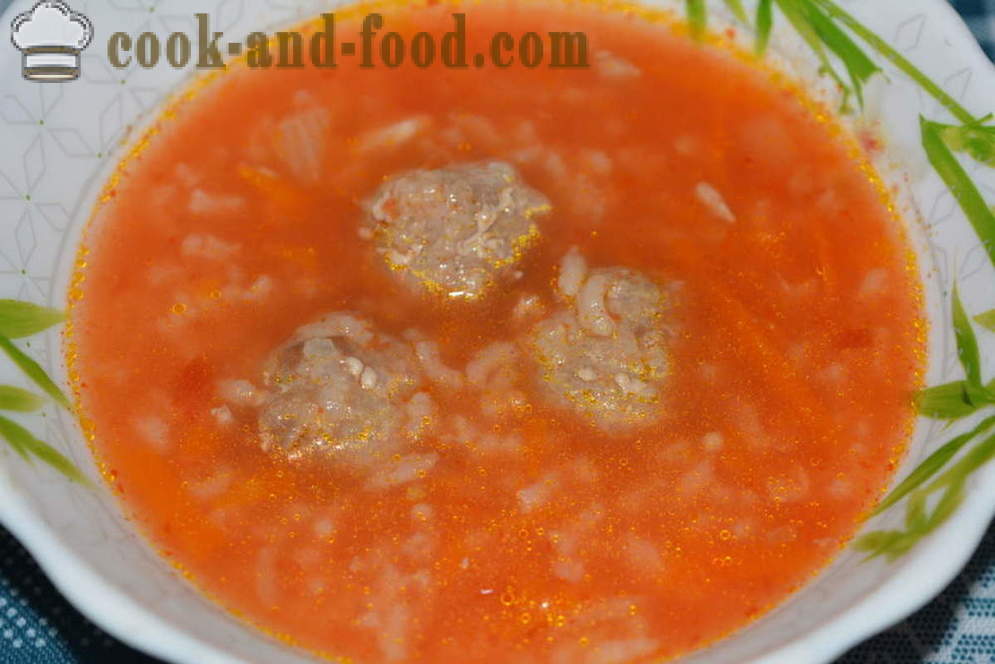 Доматена супа с кюфтета - Как да се готви доматена супа с кюфтета, с една стъпка по стъпка рецепти снимки