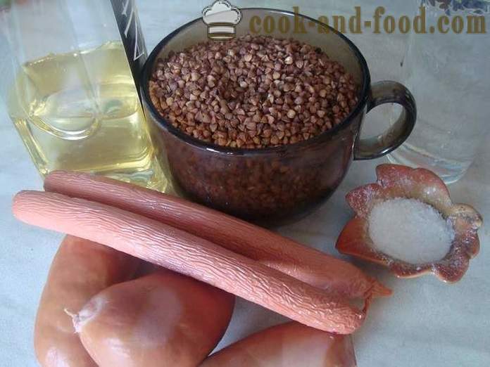 Delicious елда с колбаси в тиган - Как да направим елда в тиган, стъпка по стъпка рецепти снимки
