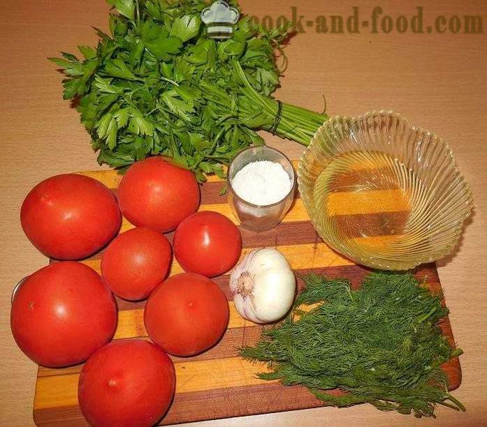 Бързи солени домати с чесън и билки в тиган - рецепта за мариновани домати, със снимки