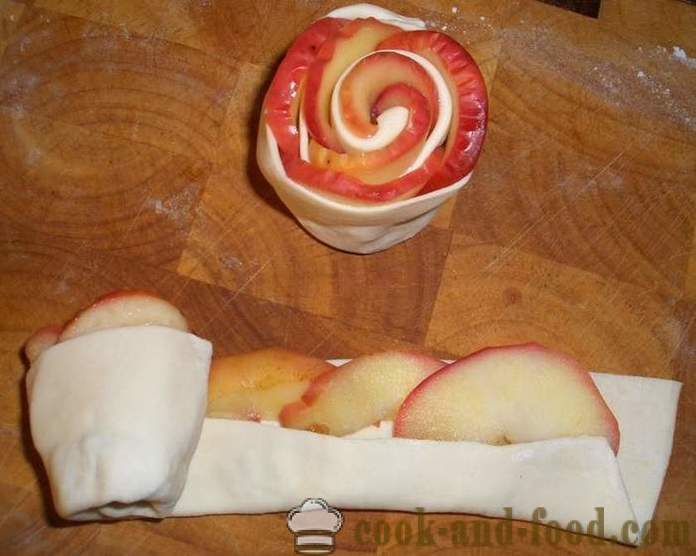 Rose торта от бутер тесто и ябълки под снега на пудра захар - рецептата във фурната, със снимки