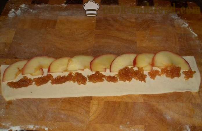 Rose торта от бутер тесто и ябълки под снега на пудра захар - рецептата във фурната, със снимки