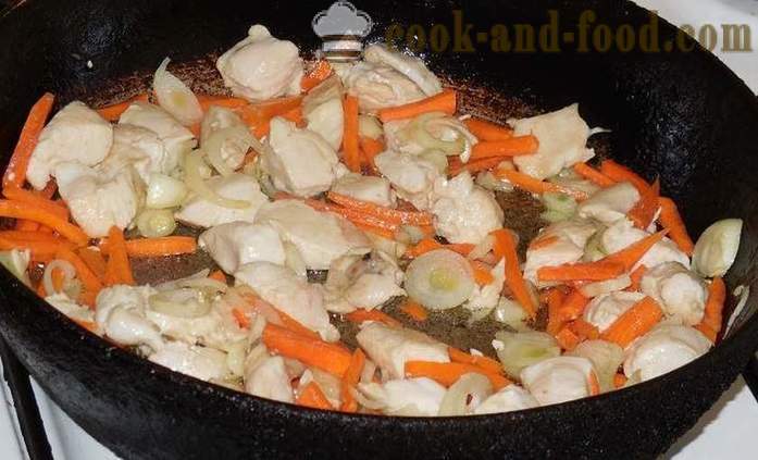 Запържете зеле с пиле, зеленчуци и къри - как да се готвя задушен зеле с пилешко месо - стъпка по стъпка рецепти снимки