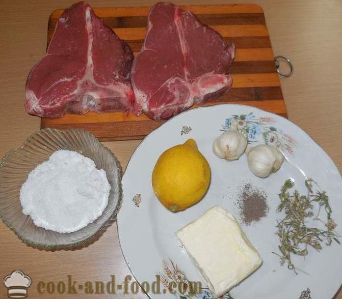 Вкусни и сочни телешки стек или свинско Ti Bon - готвене, пълен с печете месо - стъпка по стъпка рецепти снимки