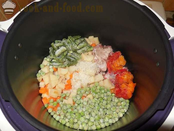Delicious зеленчукова супа с месо в multivarka - стъпка по стъпка рецепта със снимки как да се готвя зеленчукова супа с замразен грах и зелен фасул