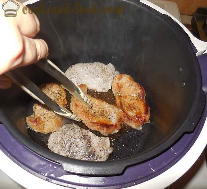 Juicy свинско пържола с лук - как да се готви вкусни пържоли в multivarka - стъпка по стъпка рецепти снимки