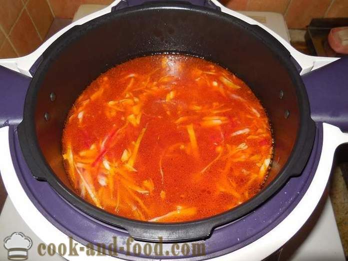 Класически украински борш с цвекло, боб и месо - стъпка по стъпка рецепта със снимки как да се готви супа в multivarka.
