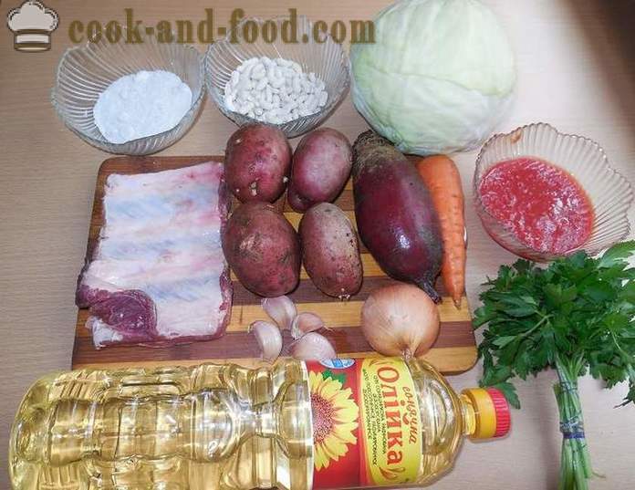 Класически украински борш с цвекло, боб и месо - стъпка по стъпка рецепта със снимки как да се готви супа в multivarka.