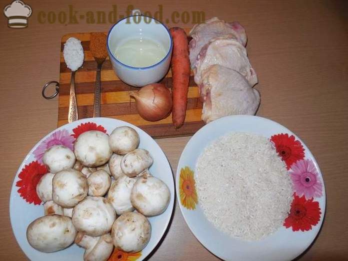Ориз с пиле и гъби в multivarka или как да се готви ризото в multivarka, стъпка по стъпка рецепта със снимки.
