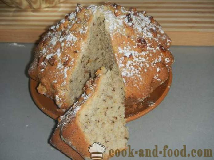 Обикновено орех кексче на кисело мляко - как да се готвя торта у дома си, стъпка по стъпка рецепта със снимки.