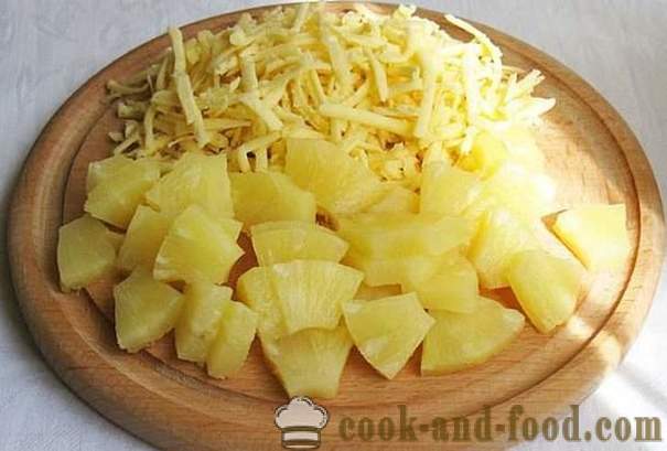 Пилешки салата с ананас възможно най-бързо да направи салата, рецептата е проста и вкусна, със снимки